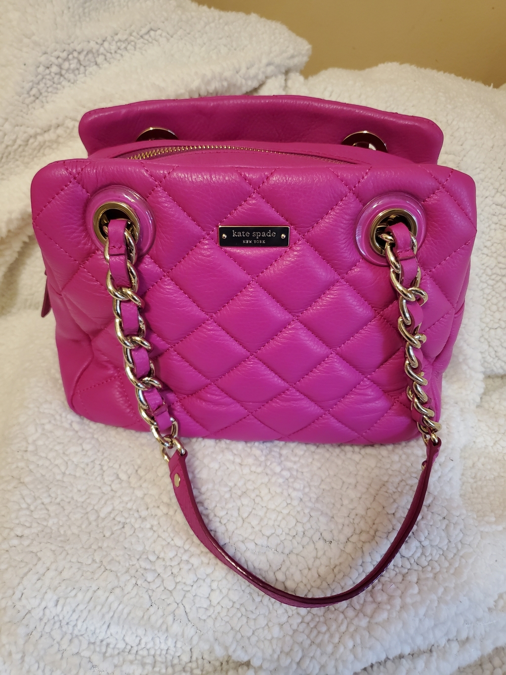 kate spade Quilted Leather Shoulder Bag in Hot Pink